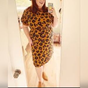 Who What Wear animal print midi tie waist dress